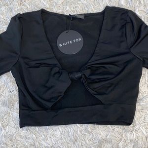 Black Long Sleeve Crop Top